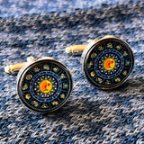 Bassin and Brown Constellation Symbols Cufflinks - Blue and Yellow