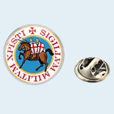 Bassin and Brown Sigillum Militum Xpisti Knights Templar Lapel Pin - Blue, Red and White