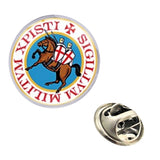 Bassin and Brown Sigillum Militum Xpisti Knights Templar Lapel Pin - Blue, Red and White