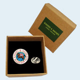 Bassin and Brown Sigillum Militum Xpisti Knights Templar Lapel Pin - Blue, Red and White