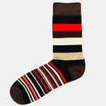 Bassin and Brown Medium and Thin Multi Stripe Socks – Brown, Red, Grey, Black and White.