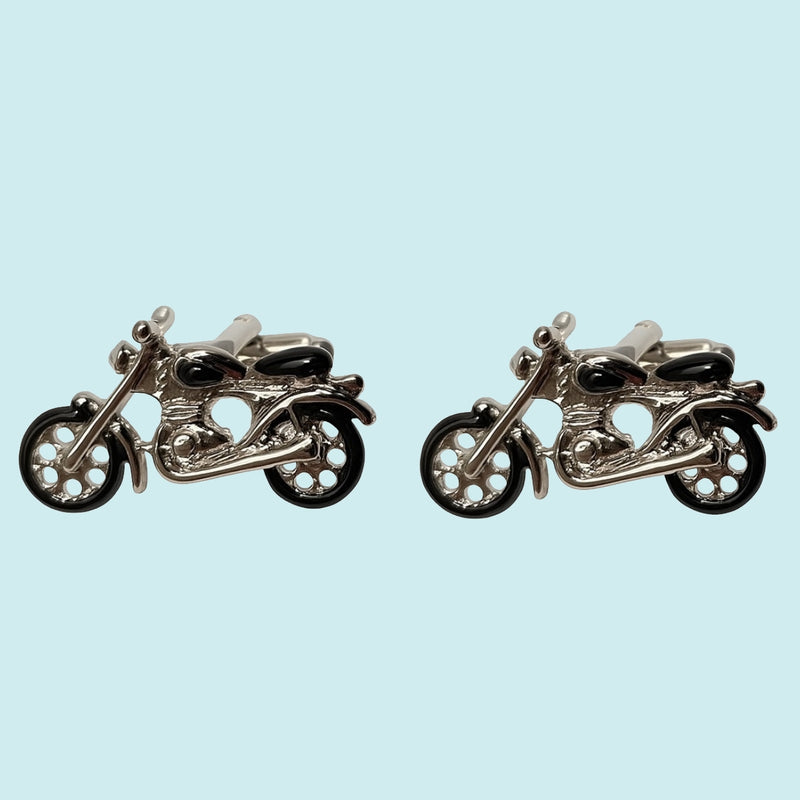 Bassin and Brown Motorbike Cufflinks - Silver and Black