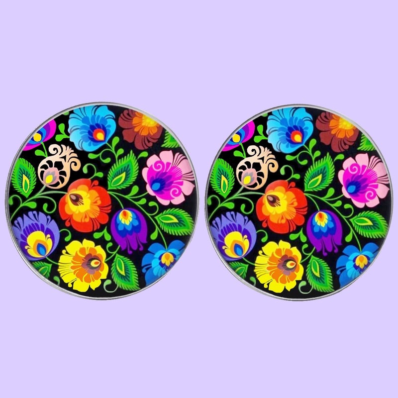 Bassin and Brown Multi-Colour Flower Cufflinks