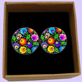 Bassin and Brown Multi-Colour Flower Cufflinks