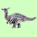 Bassin and Brown Parasaurolophus Dinosaur Jacket Lapel Pin  - Silver