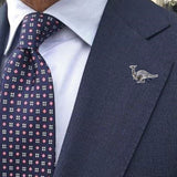 Bassin and Brown Parasaurolophus Dinosaur Jacket Lapel Pin  - Silver