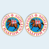 Bassin and Brown Sigillum Militum Xpisti Knights Templar Cufflinks - Blue, Red and White
