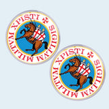Bassin and Brown Sigillum Militum Xpisti Knights Templar Cufflinks - Blue, Red and White