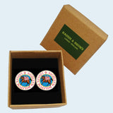 Bassin and Brown Sigillum Militum Xpisti Knights Templar Cufflinks - Blue, Red and White