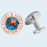 Bassin and Brown Sigillum Militum Xpisti Knights Templar Cufflinks - Blue, Red and White