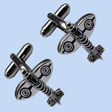 Bassin and Brown Spitfire Silver Roundel Cufflinks
