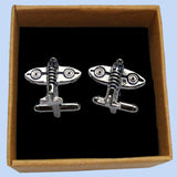 Bassin and Brown Spitfire Silver Roundel Cufflinks