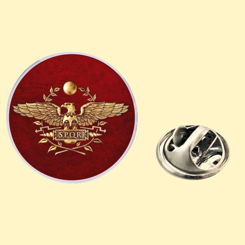 Bassin and Brown SPQR - The Senate and People of Rome Eagle Lapel Pin - Wine and Gold
