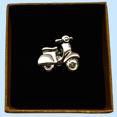 Bassin and Brown Scooter Jacket Lapel Pin - Silver