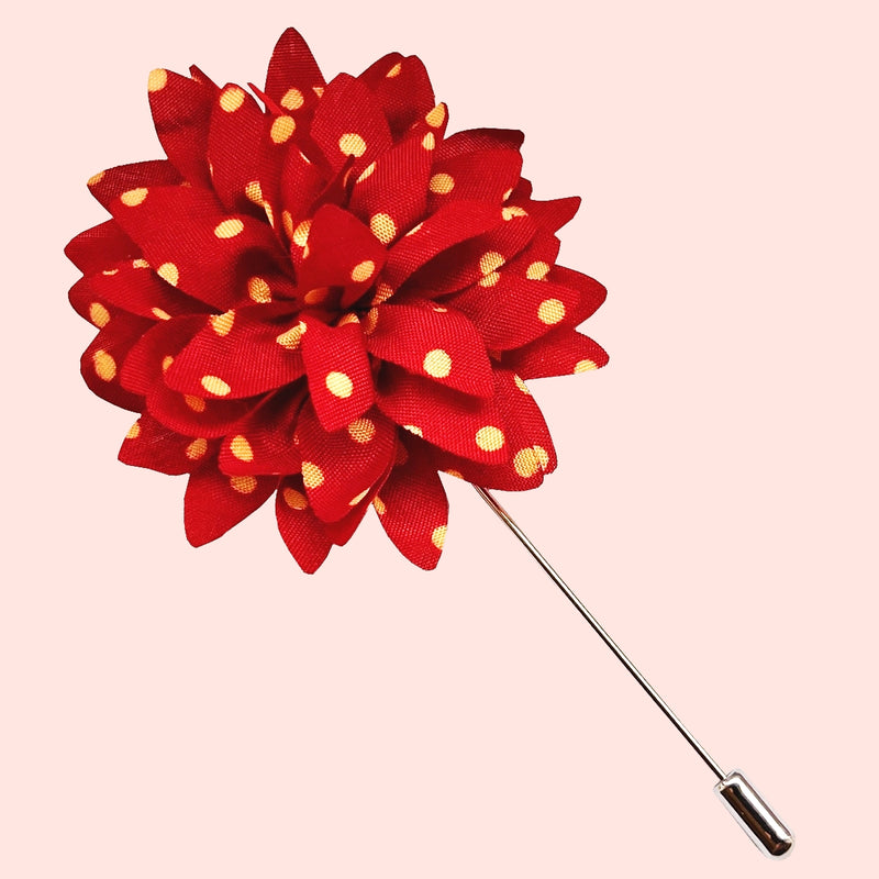 Bassin And Brown Spotted Flower Jacket Lapel Pin - Red And Yellow