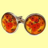 Bassin and Brown Sunflower Art Cufflinks – Yellow and Orange