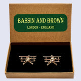 Bassin and Brown Triplane Cufflink - Silver