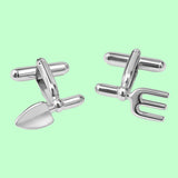 Bassin and Brown Trowel and Fork Gardening Tool Cufflinks
