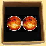 Bassin and Brown Planet Venus Cufflinks - Orange and Yellow