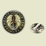 Bassin and Brown Viking Sword Lapel Pin - Green