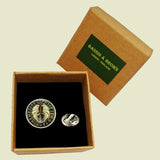 Bassin and Brown Viking Sword Lapel Pin - Green