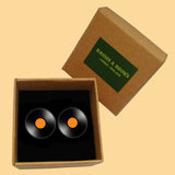 Bassin and Brown Vinyl Disc Cufflinks - Orange and Black