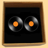 Bassin and Brown Vinyl Disc Cufflinks - Orange and Black