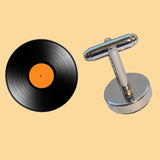 Bassin and Brown Vinyl Disc Cufflinks - Orange and Black