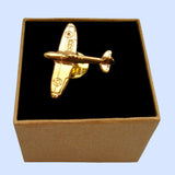 Bassin and Brown Spitfire Airplane Lapel Pin - Gold