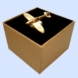 Bassin and Brown Spitfire Airplane Lapel Pin - Gold