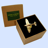 Bassin and Brown Spitfire Airplane Lapel Pin - Gold
