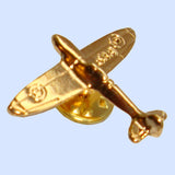 Bassin and Brown Spitfire Airplane Lapel Pin - Gold