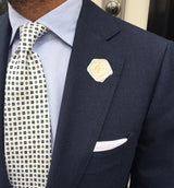 Bassin and Brown Rose White Jacket Lapel Pin - 4cm Diameter