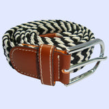 Bassin and Brown Stripe Elasticated Woven Belt - Black and White