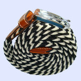 Bassin and Brown Stripe Elasticated Woven Belt - Black and White