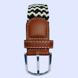 Bassin and Brown Stripe Elasticated Woven Belt - Black and White