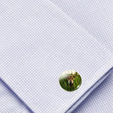 Bassin and Brown Dog in The Long Grass Cufflinks - Green and Brown