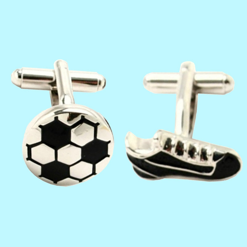 Bassin and Brown Football Cufflinks - Silver/Black