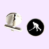 Bassin and Brown Hockey Player Cufflinks - Black and White