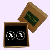 Bassin and Brown Hockey Player Cufflinks - Black and White