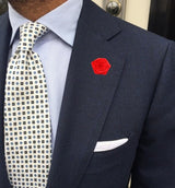 Bassin and Brown Rose Red Jacket Lapel Pin - 4cm Diameter