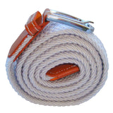 Bassin and Brown Plain Woven Belt - White
