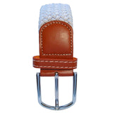 Bassin and Brown Plain Woven Belt - White