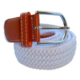 Bassin and Brown Plain Woven Belt - White