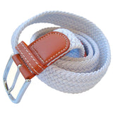 Bassin and Brown Plain Woven Belt - White
