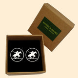 Bassin and Brown Polo Player Cufflinks - Black and White