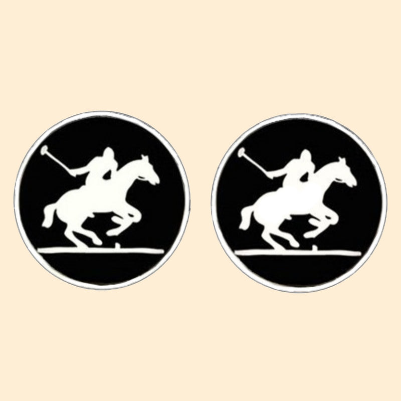 Bassin and Brown Polo Player Cufflinks - Black and White