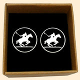 Bassin and Brown Polo Player Cufflinks - Black and White
