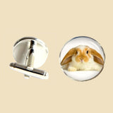 Bassin and Brown Rabbit Cufflinks - Beige and White