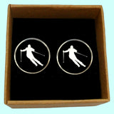 Bassin and Brown Skier Cufflinks - Black/White